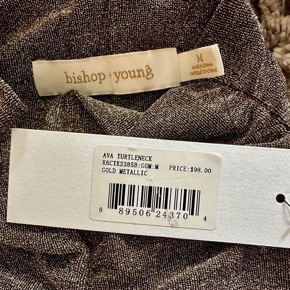 NWT Bishop & Young Ava Turtleneck in gold metallic. Size M - Picture 5 of 6